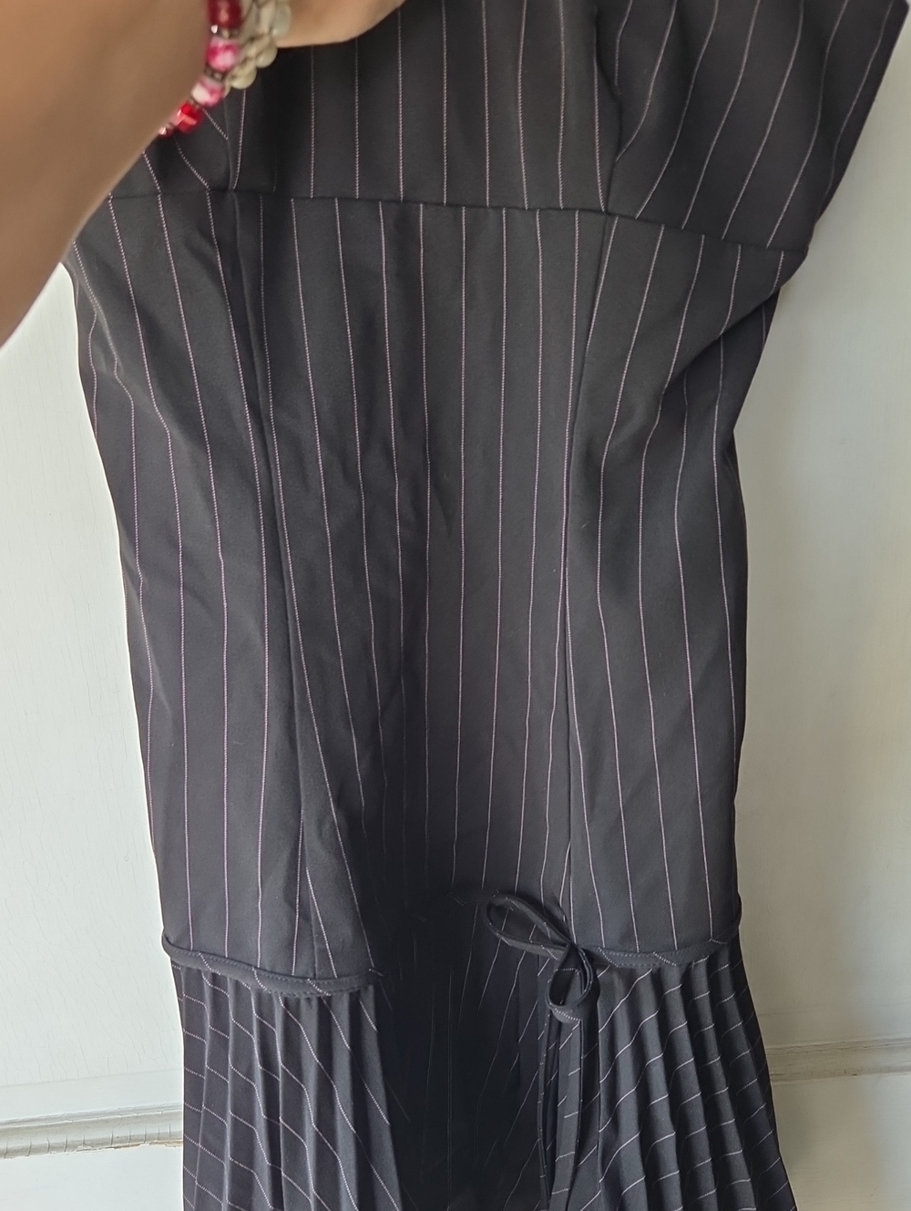 Pinstripe Pink Necessary Objects Ady Gluck  Grank Frankel  Pleated Dress Goth